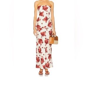 Faithfull the Brand Red Floral Maxi Skirt